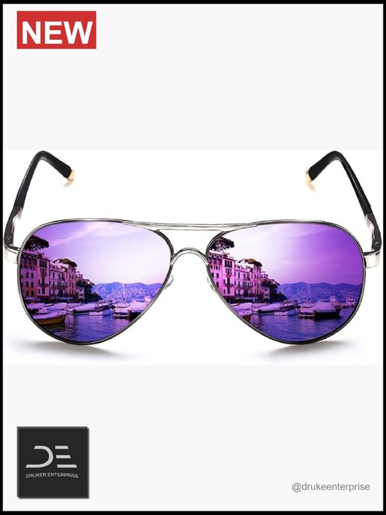 Polarized Aviator Sunglasses UV400 Metal Frame Flat Top Driving Outdoor Shades